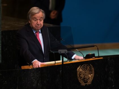 NEW YORK, US - SEPTEMBER 20: United Nations Secretary-General Antonio Guterres addresses the 77th session of the United Nations General Assembly at UN headquarters in New York City on September 20, 2022. (Photo by Tayfun Coskun/Anadolu Agency via Getty Images)