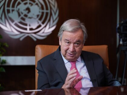 NEW YORK, USA - SEPTEMBER 14: United Nations Secretary-General Antonio Guterres speaks during an exclusive interview with Anadolu Agency ahead of UN's 77th session of the General Assembly in New York, United States on September 14, 2022. (Photo by Lokman Vural Elibol/Anadolu Agency via Getty Images)