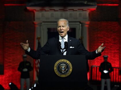 US President Joe Biden speaks about the soul of the nation, outside of Independence Nation