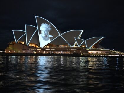 SYDNEY, AUSTRALIA - SEPTEMBER 10: An image of HM The Queen Elizabeth II is projected onto