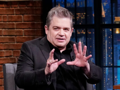 LATE NIGHT WITH SETH MEYERS -- Episode 806 -- Pictured: (l-r) Comedian Patton Oswalt during an interview with host Seth Meyers on February 26, 2019 -- (Photo by: Lloyd Bishop/NBC/NBCU Photo Bank)