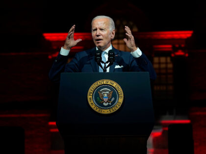 Democracy - President Joe Biden speaks outside Independence Hall, Thursday, Sept. 1, 2022, in Philadelphia. (AP Photo/Evan Vucci)