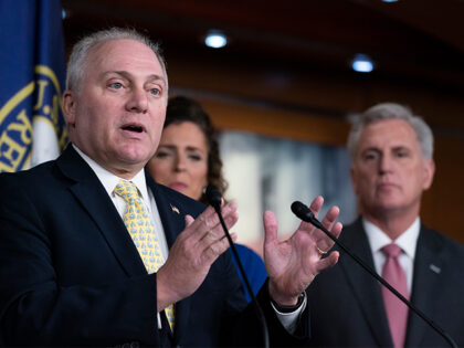 House Minority Whip Steve Scalise of La., speaks with reporters during a news conference on Capitol Hill, Wednesday, Nov. 3, 2021, in Washington. (AP Photo/Alex Brandon)