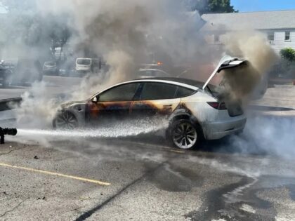 Connecticut Tesla still burning (Stamford Fire Department)
