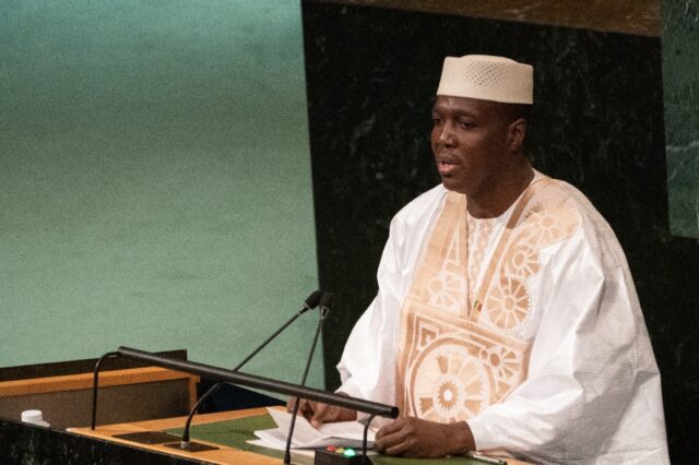 Mali's acting prime minister, Colonel Abdoulaye Maiga, addresses the 77th session of the U