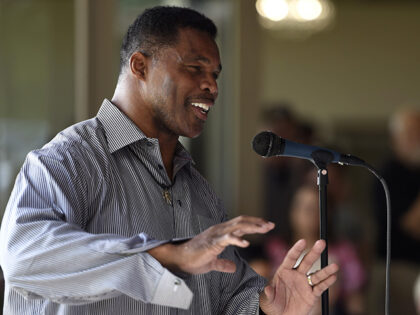 Republican Senate canididate Herschel Walker speaks to supporters during a campaign stop,
