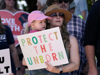 Anti-abortion supporters rallied at the Capitol during the California March for Life held in Sacramento, Calif., Wednesday, June 22, 2022. (AP Photo/Rich Pedroncelli)