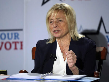 Democratic Gov. Janet Mills participates in a gubernatorial debate, Tuesday, Oct. 4, 2022, at the Franco Center in Lewiston, Maine. Mills is being challenged by Republican Paul LePage and independent Sam Hunkler. (AP Photo/Robert F. Bukaty)