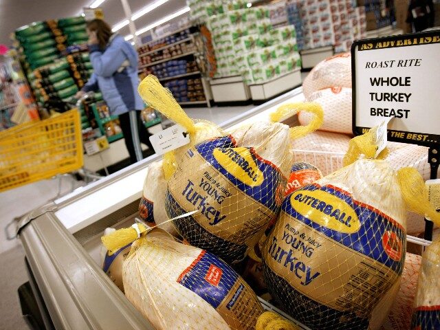 Butterball turkeys are for sale at a grocery store in Omaha, Nebraska on Wednesday Decembe