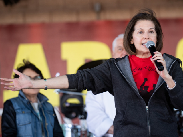 UNITED STATES - OCTOBER 23: Sen. Catherine Cortez Masto, D-Nev., speaks to the crowd at th