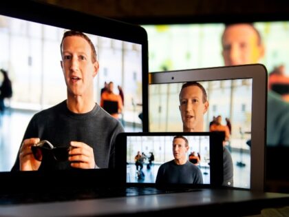 Facebook boss Mark Zuckerberg appears on multiple devices