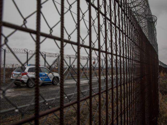 BUDAPEST, HUNGARY - JANUARY 18: Police patrol the Hungarian border fence with Serbia on Ja