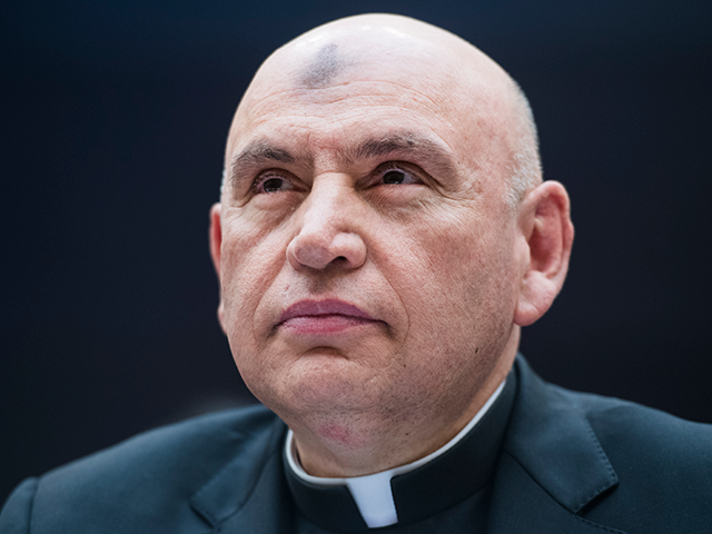 Bishop Mario Dorsonville, auxiliary bishop, Archdiocese of Washington, testifies during of