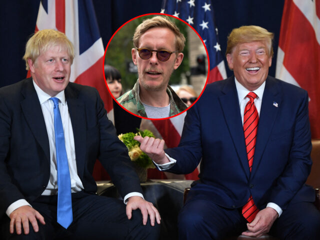 TOPSHOT - US President Donald Trump and British Prime Minister Boris Johnson hold a meetin