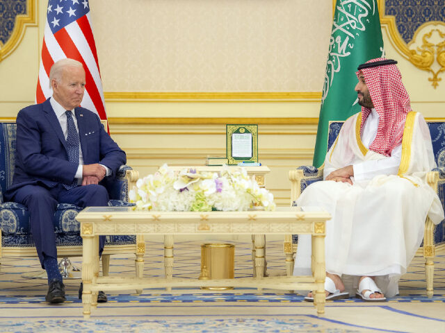 JEDDAH, SAUDI ARABIA - JULY 15: US President Joe Biden (L) meets Saudi Arabian Crown Princ
