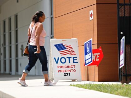 TAMPA, FL - AUGUST 23: Hillsborough County enter their polling place to cast their ballots on primary election day on August 23, 2022 in Tampa, Florida. Florida voters will head to the polls today to determine which candidates will have the chance to face off in this Novembers general election. …