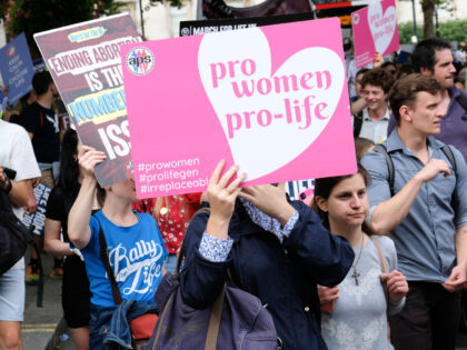 LONDON, UNITED KINGDOM - SEP 03, 2022 - March for Life, pro-life march in central London.