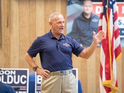 LACONIA, NH - SEPTEMBER 10: Republican Senate candidate Don Bolduc greets supporters at a