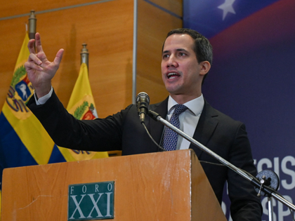 Venezuelan opposition leader Juan Guaido delivers a speech during a press conference in Caracas, on September 16, 2022. - Guaidó gave a balance and accountability of his management as "interim president", a title recognized by the United States, which handed to Guaidó control of blocked resources to President Nicolás Maduro. …