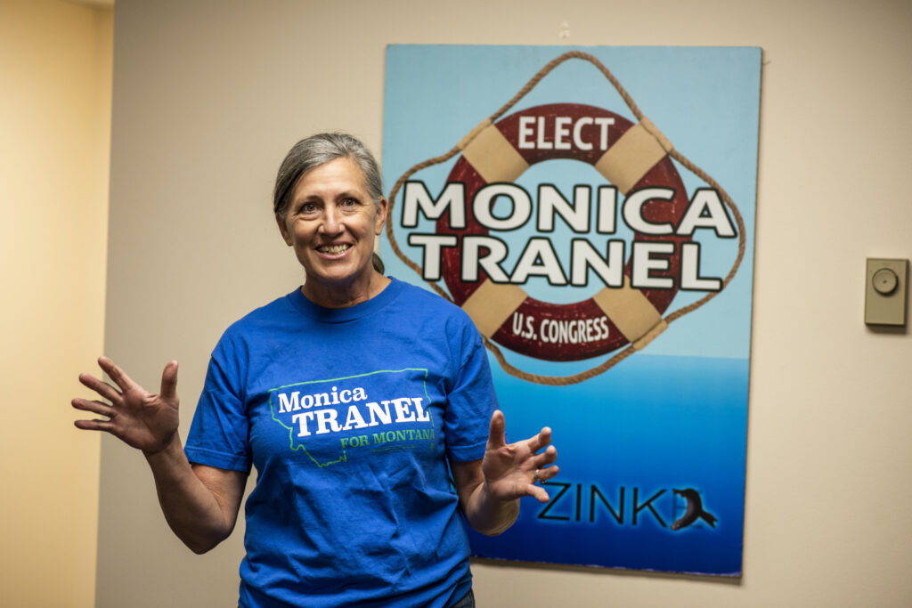 BOZEMAN, MT - SEPTEMBER 17: Democratic candidate Monica Tranel campaigns for the newly created Montanas western district US House seat on September 17, 2022 in Bozeman, Montana. Tranel is running against Republican Ryan Zinke. (Photo by William Campbell/Getty Images)