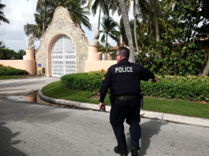 Police outside of Mar-a-Lago in West Palm Beach, Florida, on Aug. 9, 2022, the day after t
