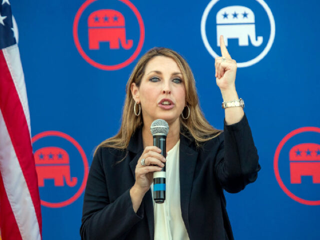 Newport Beach, CA - September 26: Republican National Committee Chairman Ronna McDaniel speaks while joining Republican National Committee (RNC), the California Republican Party (CAGOP) and top Orange County Republican Candidates during a rally ahead of the November elections in Newport Beach Monday, Sept. 26, 2022. (Allen J. Schaben / Los …