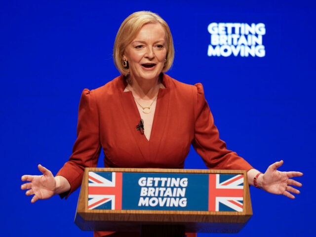 Prime Minister Liz Truss delivers her keynote speech at the Conservative Party annual conf