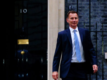 Jeremy Hunt leaves 10 Downing Street in London after he was appointed Chancellor of the Ex