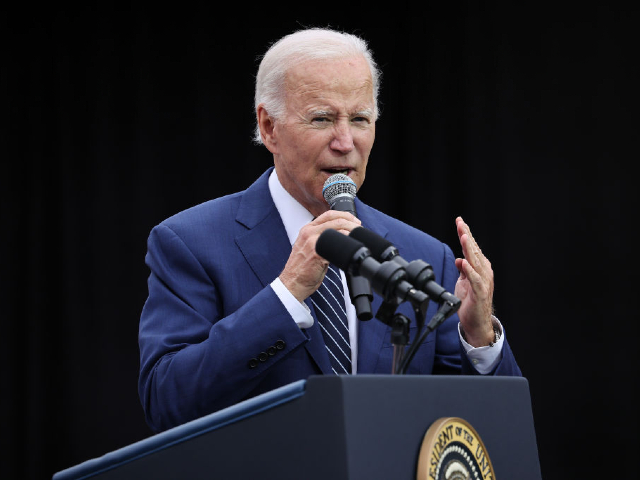 LOS ANGELES, CA - OCTOBER 14: U.S. President Joe Biden delivers remarks on lowering costs for American families at Irvine Valley Community College in Irvine, California, United States on October 14, 2022. (Photo by Tayfun Coskun/Anadolu Agency via Getty Images)