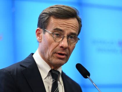 The leader of Sweden's Moderate Party and newly elected Prime Minister Ulf Kristersson holds a press conference after the voting at the parliament session to elect the new Swedish Prime Minister at the Swedish parliament Riksdagen in Stockholm, Sweden, on October 17, 2022. - Three Swedish right-wing parties have agreed …