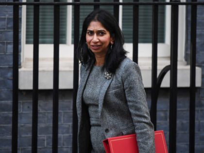 Suella Braverman, UK home secretary, arrives for a weekly meeting of cabinet minister at Downing Street in London, UK, on Tuesday, Oct. 18, 2022. UK Prime Minister Liz Truss was clinging to power on Monday after suffering the abject humiliation of being forced to U-Turn on much of the economic …