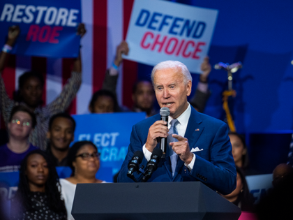 President Joe Biden speaks about the importance of electing Democrats who want to restore abortion rights, during an event hosted by the Democratic National Committee at the Howard Theatre in Washington, D.C., on Tuesday, October 18, 2022. (Tom Williams/CQ-Roll Call, Inc via Getty Images)