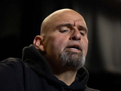 WALLINGFORD, PA - OCTOBER 15: Democratic candidate for U.S. Senate and Lt. Governor John Fetterman speaks during a rally at Nether Providence Elementary School in Wallingford, Pennsylvania, U.S. October 15, 2022. (Photo by Hannah Beier for The Washington Post via Getty Images)