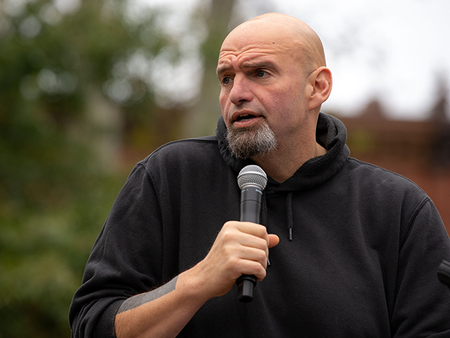 Pennsylvania's Lieutenant Governor John Fetterman speaks to supporters gathered in Dickins