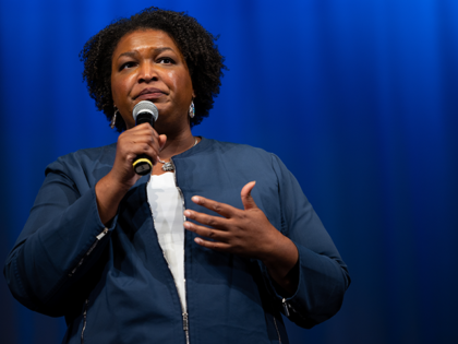 Democratic candidate for Governor Stacey Abrams speaks at a campaign rally in Dallas, Georgia on October 23rd, 2022. (Photo by Nathan Posner/Anadolu Agency via Getty Images)