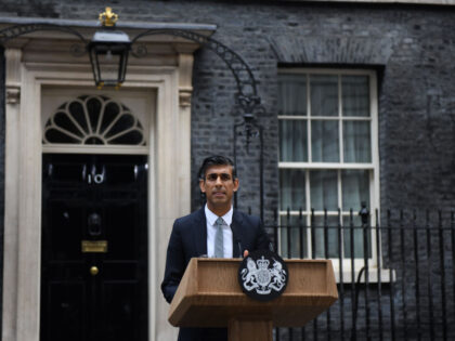Rishi Sunak, UK prime minister, delivers his first speech after becoming prime minister outside 10 Downing Street in London, UK, on Tuesday, Oct. 25, 2022. "Right now our country is facing a profound economic crisis" Sunak said shortly after becoming the first person of color to lead the British government …