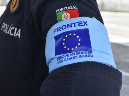 CEUTA, SPAIN - JUNE 17: A FRONTEX police officer's arm during the presentation of Ope