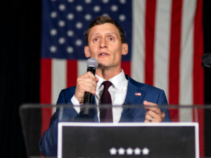 CHANDLER, ARIZONA - AUGUST 02: Republican U.S. senatorial candidate Blake Masters speaks d