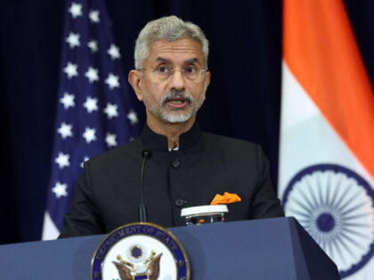WASHINGTON, DC - SEPTEMBER 27: India's External Affairs Minister Subrahmanyam Jaishankar delivers remarks during a press availability with U.S. Secretary of State Antony Blinken at the State Department on September 27, 2022 in Washington, DC. The two leaders discussed rising energy and food costs, Russia’s invasion of Ukraine and trade …