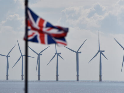 CLACTON-ON-SEA, ENGLAND - SEPTEMBER 29: Gunfleet Sands offshore wind farm turbines can be