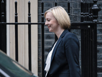 LONDON, ENGLAND - OCTOBER 19: Prime Minister Liz Truss leaves 10 Downing Street on October 19, 2022 in London, England. Liz Truss faces her third PMQs as Prime Minister against a backdrop of discontent in the Conservative party and an all-time low personal popularity rating. (Photo by Rob Pinney/Getty Images)