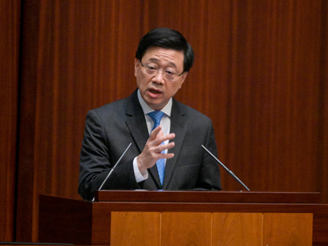 Hong Kong Chief Executive John Lee Ka-chiu attends a question-and-answer session on 2022 P
