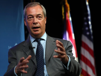 CLEVELAND, OH - JULY 20: United Kingdom Independence Party (IKIP) leader Nigel Farage speaks during the McClatchy Morning Buzz at the RNC on July 20, 2016 in Cleveland, Ohio. UKIP leader Nigel Farage spoke in conversation with McClatchy Senior White House Correspondent Steve Thomma. (Photo by Justin Sullivan/Getty Images)