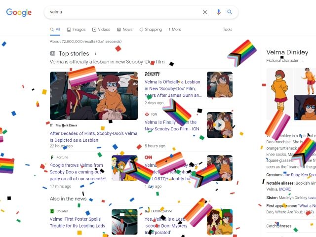 LGBT or Else: Google Searches on Velma from 'Scooby Doo' Result in Shower  Confetti, Pride Flags