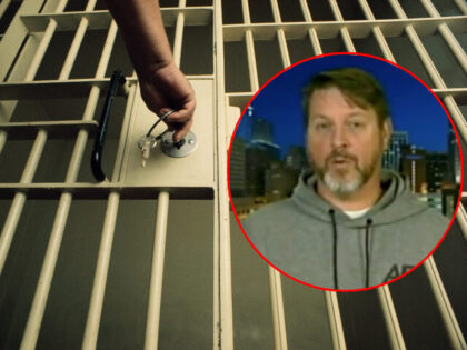 Jail cell being locked/unlocked / Inset: Gregory Hahn on Tucker Carlson Tonight (Charles O