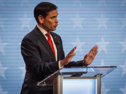 U.S. Sen. Marco Rubio, R-Fla., participates in a debate with challenger U.S. Rep. Val Demings, D-Fla., at Duncan Theater on the campus of Palm Beach State College in Palm Beach County, Fla., on Tuesday, Oct. 18, 2022. (Thomas Cordy/The Palm Beach Post via AP, Pool)