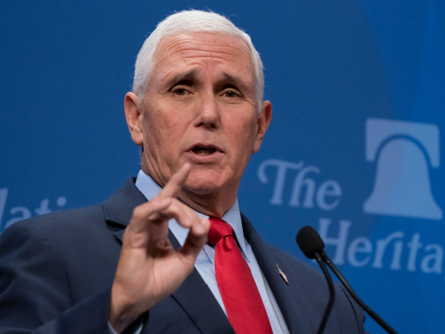 Former Vice President Mike Pence speaks at the Heritage Foundation, a conservative think t