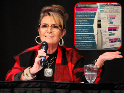 Republican Sarah Palin, a candidate for Alaska's only seat in the U.S. House, answers a qu