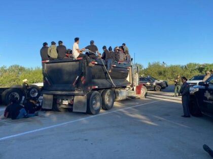 Texas DPS troopers find 84 migrants in the cargo area of a dump truck in La Salle, County, (Texas Department of Public Safety)