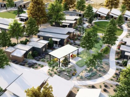 An artist's rendering of The Other Side Village to be built for the chronically homeless i
